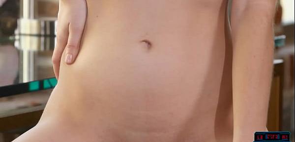  Big natural boobs teen babe Skye Blue strips naked
